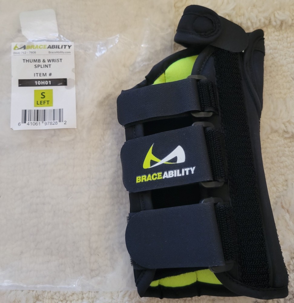 BraceAbility Thumb & Wrist Spica Splint Tenosynovitis Size S – Left Hand