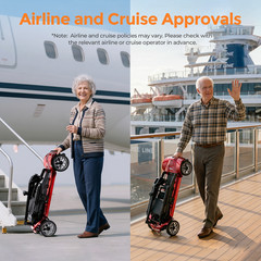 Foldable Mobility Scooter 4 Wheel 42lb Lightweight 15Mile 265lb Airline Approved