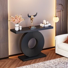 Tribesigns Modern Console Table Geometric Base 40 Inch Wood Entryway Table Sofa