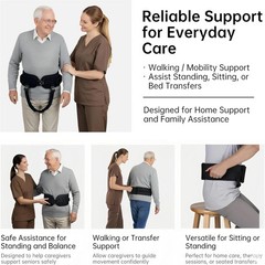 Gait Belt, Upgraded with Metal Buckle & Detachable Leg Straps, 7 Reinforced Hand