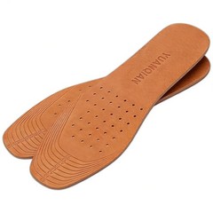 Clarmonde Genuine Leather Shoe Insoles, Absorbent Ultra Thin 5.5-10.5, Brown
