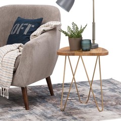 Simplihome Patrice – 18 Inch Wide Solid Wood And Round Side In