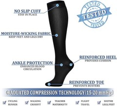 Compression Socks Unisex Men Women Circulation 15-20 Mmhg 8 Pairs New Condition