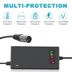 24V 5A 3-Pin Male XLR Connector Battery Charger for Lakematic, Pride Black