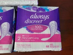 Always Discreet Incontinence Panty Liners, 2 Drop Absorb, Long Length, 132 Count