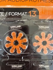 KIRKLAND Signature SIZE FORMAT 13 HEARING AID BATTERIES 40 Batteries Open Pkg