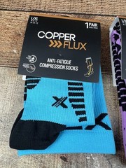 Copper Flux Unisex Compression Socks Blue/Black Pink/Black Size L/XL NWT Lot 2