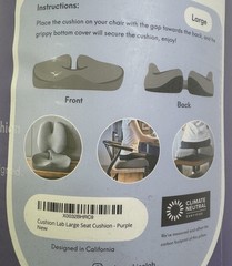 Cushion Lab Large Pressure Relief Seat Cushion Purple New