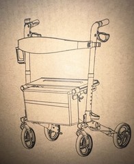 Flash Furniture Hercules Adjustable Height Folding Rollator Walker 360° Swivel