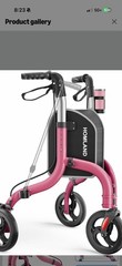 HOMLAND 3 Wheel Walkers for Seniors, Foldable Rollator w/Cane & Cup Holder