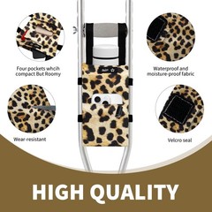 Leopard Print Water Resistant Crutch Bag Pouch Storage Carry Kit Cup Holder
