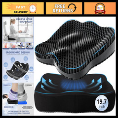 Cooling Gel Seat Cushion 19.7in – Thick Pressure Relief Pad for Office, Car, Whe