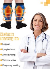 Extra Wide Plus Size Compression Socks for Women & Men Calf Support S-XXL 3XL