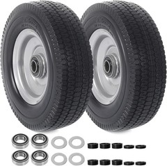 2-Pack 8-Inch Solid Wheel Replacement – Flat Free Tire with Alloy Steel Rim