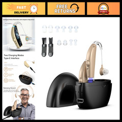 Rechargeable Hearing Aids for Seniors – Noise Cancelling, Behind-The-Ear, 25H Ba