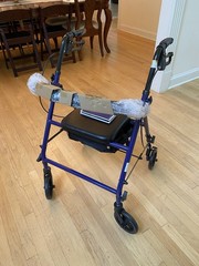 Drive 4-Wheel Rollator Walker, Padded Seat & Removable Backrest, Blue 300 lb