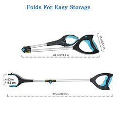 32″ Foldable Grabber Reacher Tool with Magnet & Light Heavy Duty Pick-Up Stick