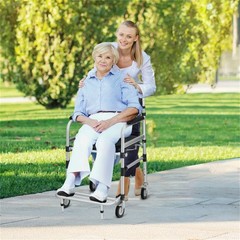 2-in-1 Aluminum Commode Shower Wheelchair Adjustable Height 38″-42″