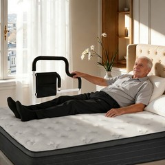 Bedside Armrest Adjustable Height Heavy Duty Steel Bed Rail For Elderly Safety