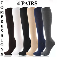 (4 Pairs) (S-4XL) Compression Socks Stockings Graduated Support Men’s Women’s