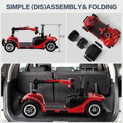 2024 4 Wheels Mobility Scooters Power Wheel Chair Electric Device Compact Mirror
