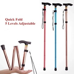 Adjustable Walking Cane Aluminum Walking Stick Folding Collapsible Travel Hiking