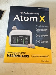 Audien Hearing Atom X Rechargeable Bluetooth ITE Hearing Aid w/ Touchscreen Case