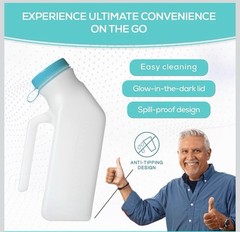MedVance- Urinals for Men 1000ml with Glow in The Dark Spill Proof Pop Cap