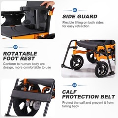 All-Terrain Foldable Electric Wheelchair 300lb Capacity 16 in Large Front Wheels