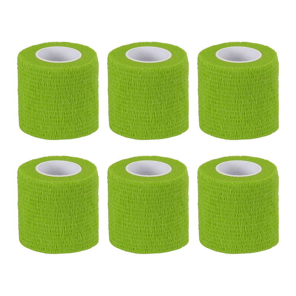 2″ x 177″ 6 Pcs Self Adhesive Bandage Wrap Elastic Self Tape Grass Green