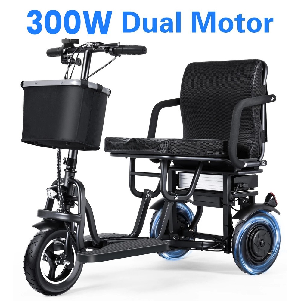 Electric Mobility Scooter 3 Wheel for Adult Senior 300W Dual Motor,CCS‌,3-speed