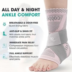 Ankle Compression Sleeve Support for Sprains, Plantar Fasciitis, Achilles Pain R