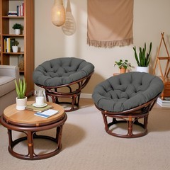 Plush Overstuffed Papasan Round Cushion for Indoor/Outdoor Swing Comfort