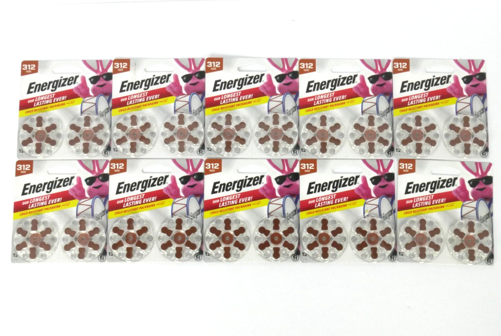 *120 Count* Lot of 10 12-packs ENERGIZER 312 1.45V Hearing Aid Battery Exp 12/29