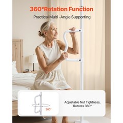 Tension Mounted Bathroom Grab Bar, Anti-Slip Curve Handle, 300 Lbs Capacity