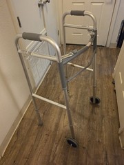 Guardian Folding 2-Wheel Walker, Adjustable Height, Aluminum Silver/Gray G30757