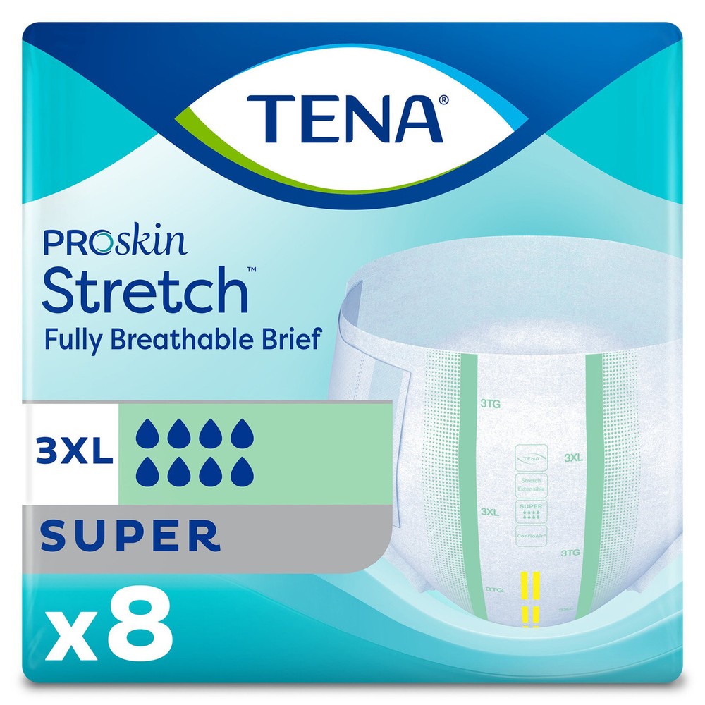 TENA ProSkin Stretch Super Briefs, Heavy Absorbency, 3X-Large, 61391, Case of 32