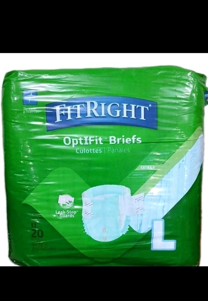 Medline FitRight OptIFit Large Disposable Briefs – 20 Count 44-56 In. Waist