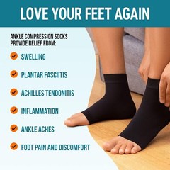 Pair Ankle Support Brace Compression Sleeve Plantar Foot Fasciitis Wrap Sports