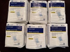 COVIDIEN Sure Care Bladder Control Pads 1100B Moderate 6 Pack 22 Count 132 Total