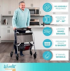 Stander Wonder Rollator Plus, Lightweight Folding Mobility Rolling-Walker, EZ…