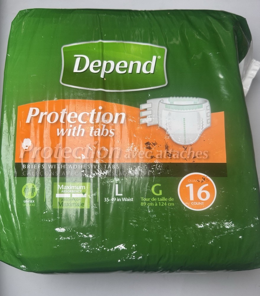Depend Protection with Tabs Briefs – Large (16 Count)