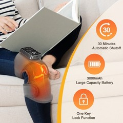 Cordless Knee Massager for Pain Relief with 3 Vibration Modes, 5 Heating Levels