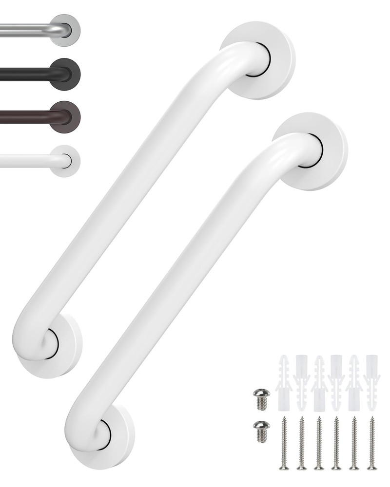 2 Pack 12 Inch Grab Bars for Wall White, Safety Shower Grab Bars for Seniors …