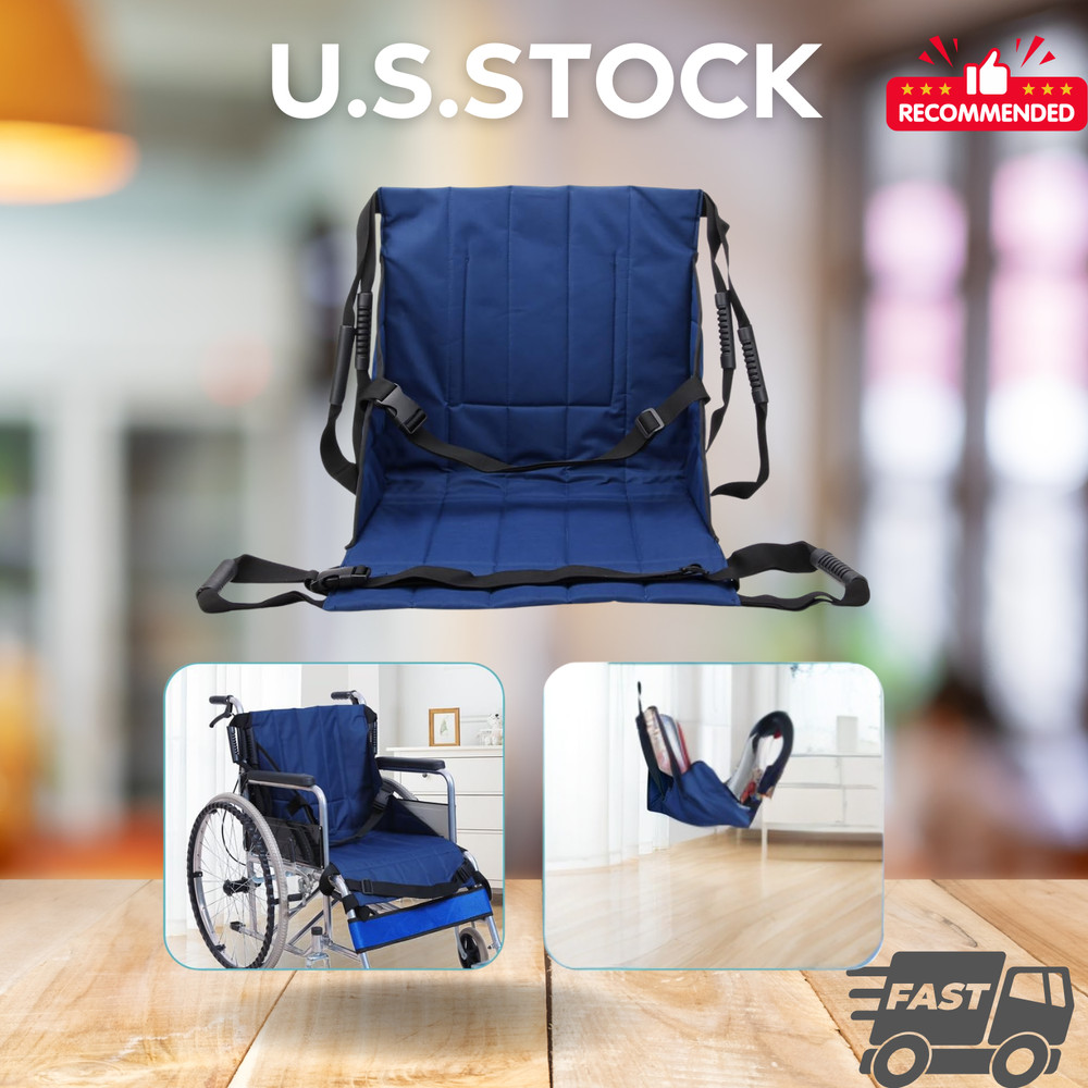 NEW Patient Lift Transfer Belt Bed Wheelchair Emergency Sling Blue 4 Handles