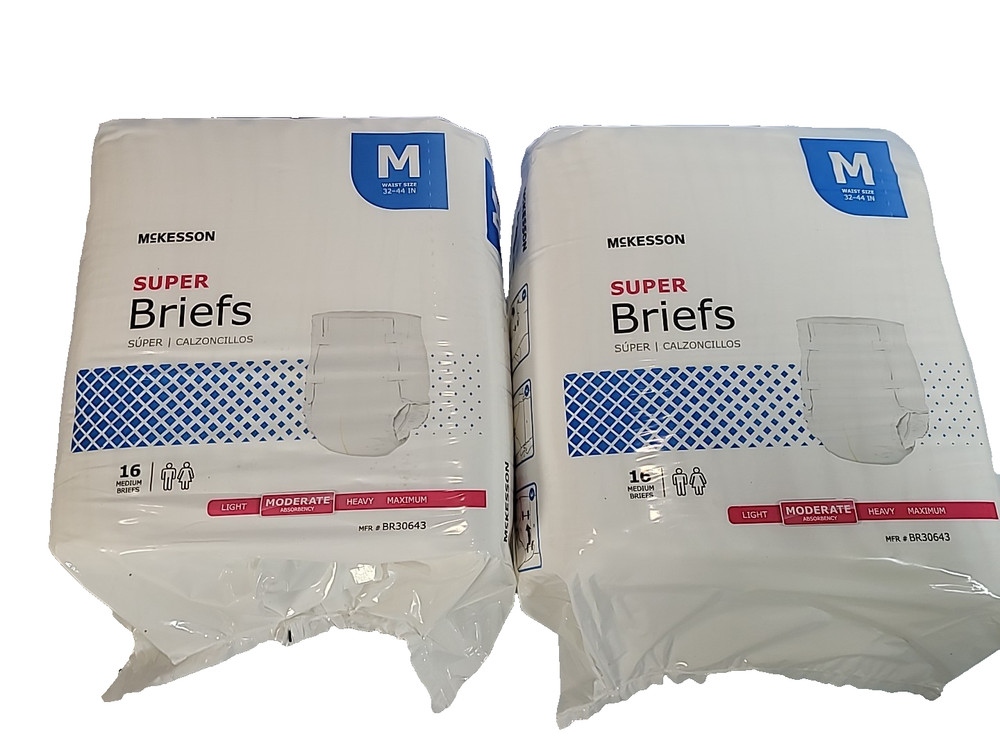 PACK OF 2 McKesson Super Moderate Absorbency Adult Diapers 32″-44″ M 32 CT