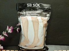 SB SOX 3 Pair Compression Socks S/M 15-20mmHg Beige Men 6-9 Women 7-10 NEW