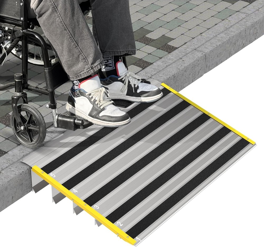 5″ Door Threshold Ramp for Wheelchairs Adjustable Aluminum Entry Ramp 880