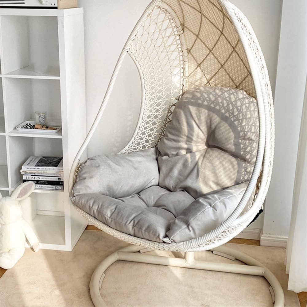 Swing Egg Chair Cushion Thickened Hanging Basket Seat 41*41*4.7 in, Off White
