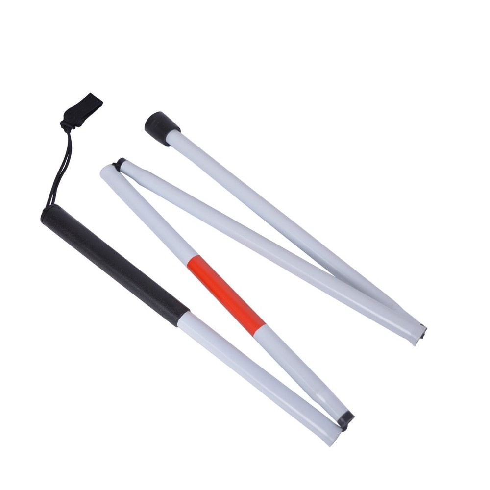 Baitaihem Folding Blind Cane Reflective Red Pack of 1, White,Red